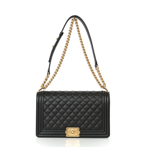 샤넬 보이 샤넬 라지 플랩 체인백 보이백 블랙 골드 A92193