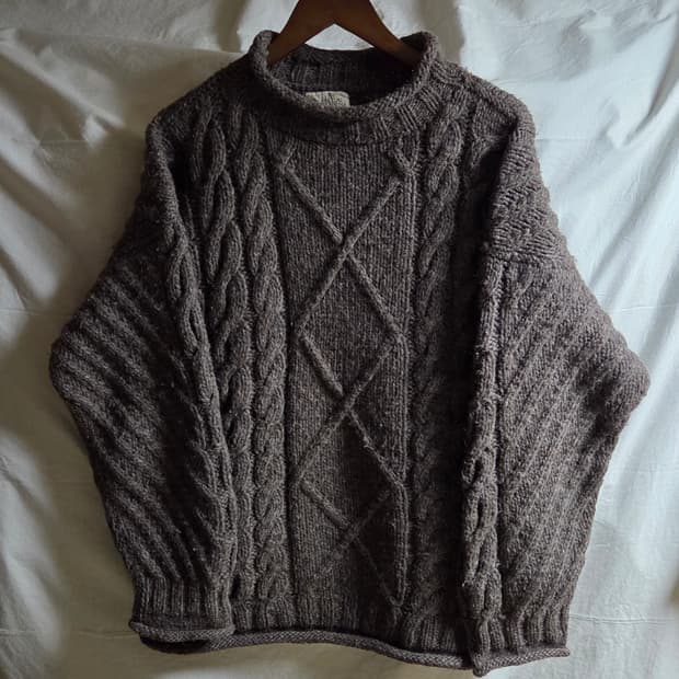 빈티지 롤넥 피셔맨 울 니트 XL
