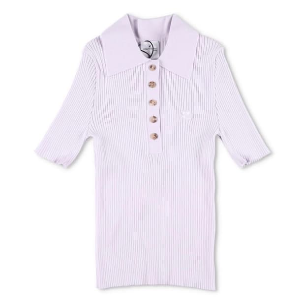 꾸레쥬 시그니처 립 니트 폴로 반팔 MIST XS 새상품 