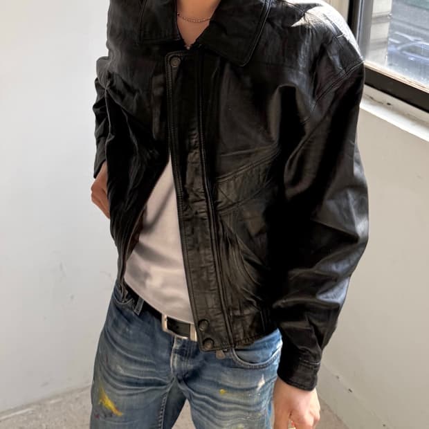 리얼레더 양가죽 블루종 자켓