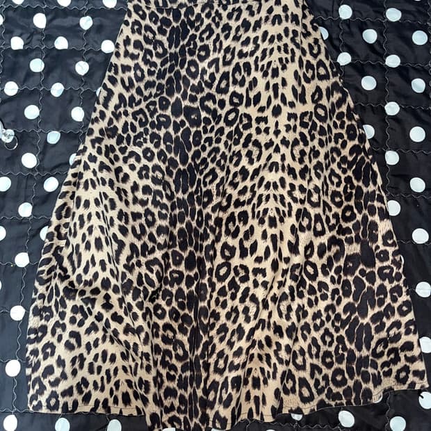 갸루 호피 레오파드 스커트 미디 스커트