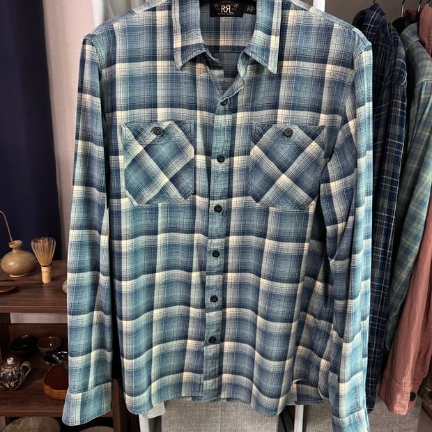 Rrl 체크 셔츠 L / 더블알엘 플란넬 워크 셔츠