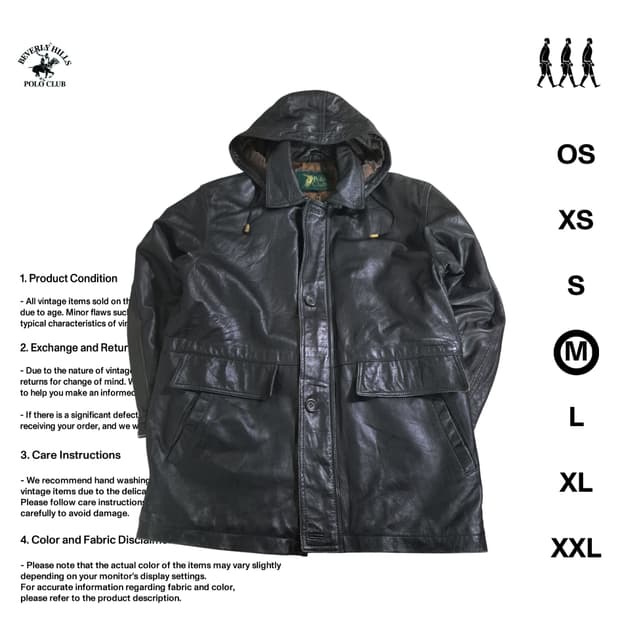 폴로클럽 리얼 레더 후드 자켓 M사이즈