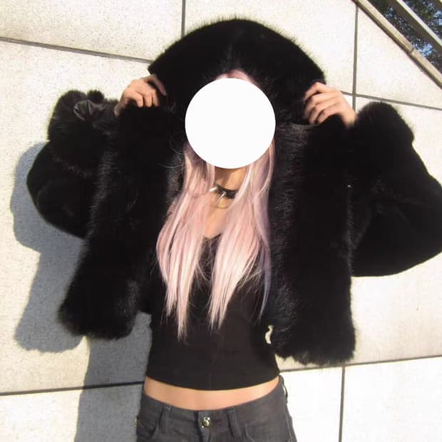 새상품) 해외브랜드 퍼 후드 자켓 블랙