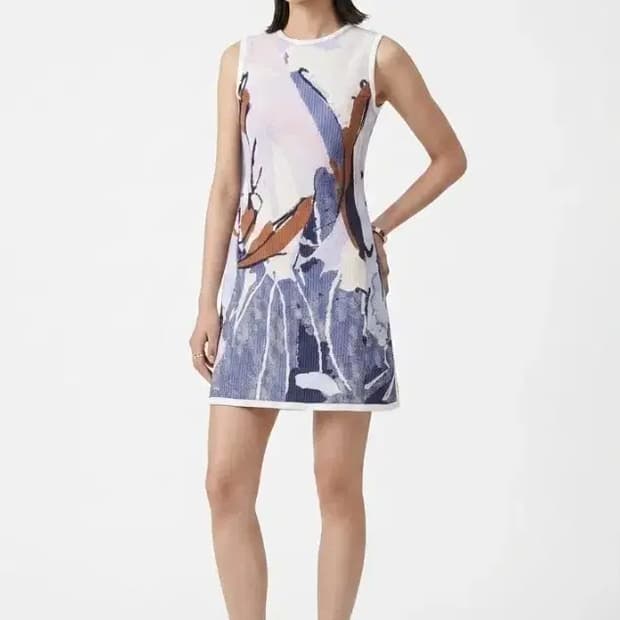 한섬 마인 브러쉬 프린트 트위드 원피스 55