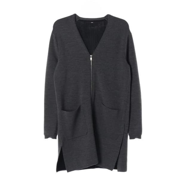 시스템 울 100% 롱 니트 집업 가디건 M