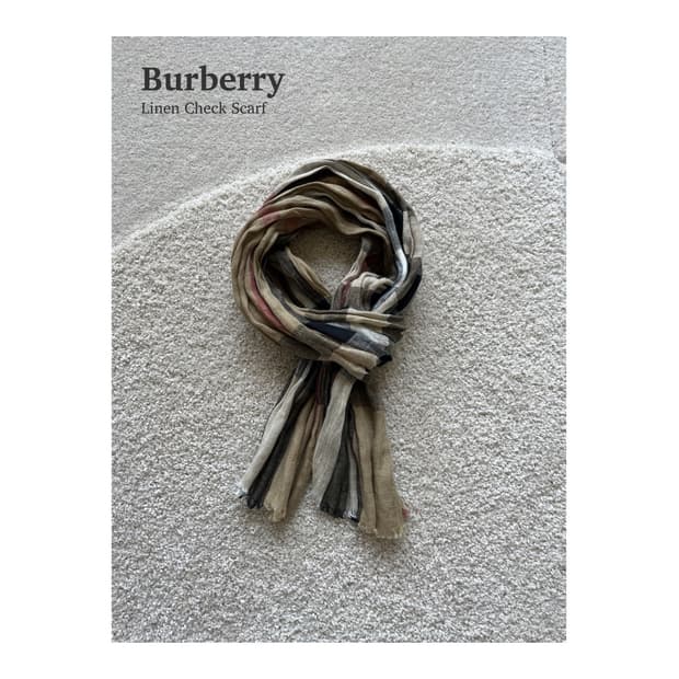버버리 린넨 체크 스카프