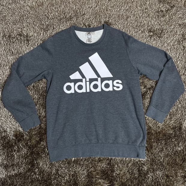 아디다스 adidas 다크그레이 빅로고 맨투맨  2XL
