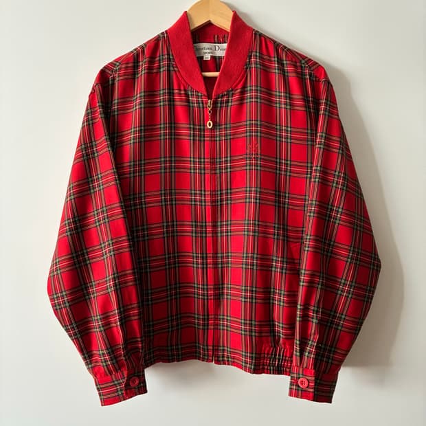 크리스찬 디올 90s 체크 집업 자켓