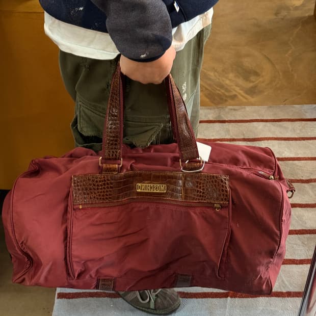 80 ~ 90S 모스키노 버건디 나일론 레더 파츠 빅백 더플백