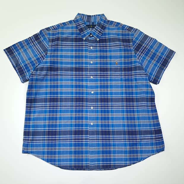 CK043 2XL 폴로 00s 멀티포니 블루 마드라스체크 셔츠 남방