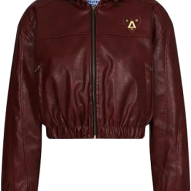 Aelfric eden 버건디 레더 봄버 후드 자켓