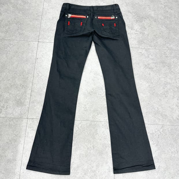 Vintage red point black flare cut pants