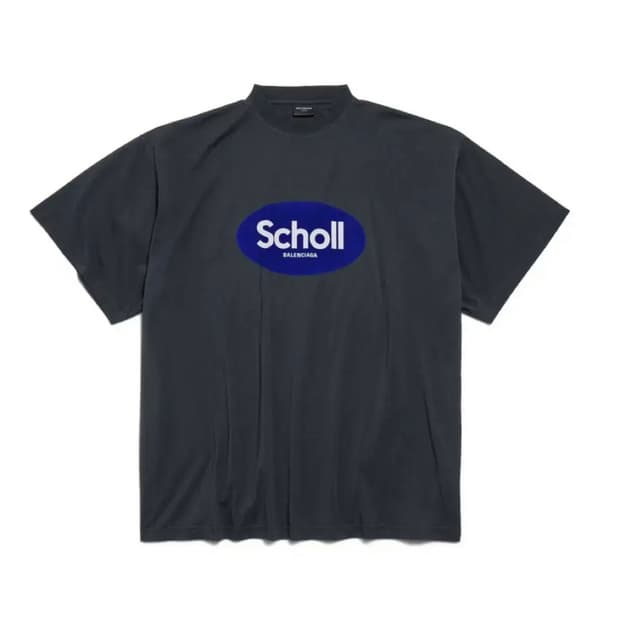 (4) 발렌시아가 숄 오버사이즈 티셔츠 반팔 블랙