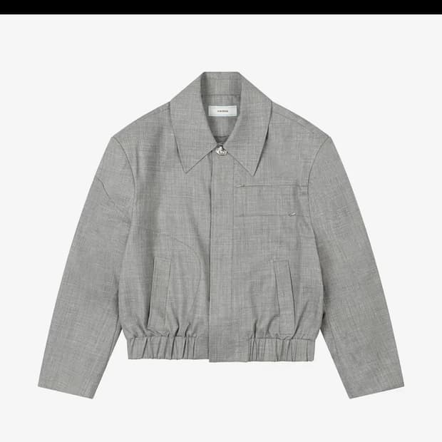 웨이비니스 터널링 울 크롭 블루종 라이트 그레이