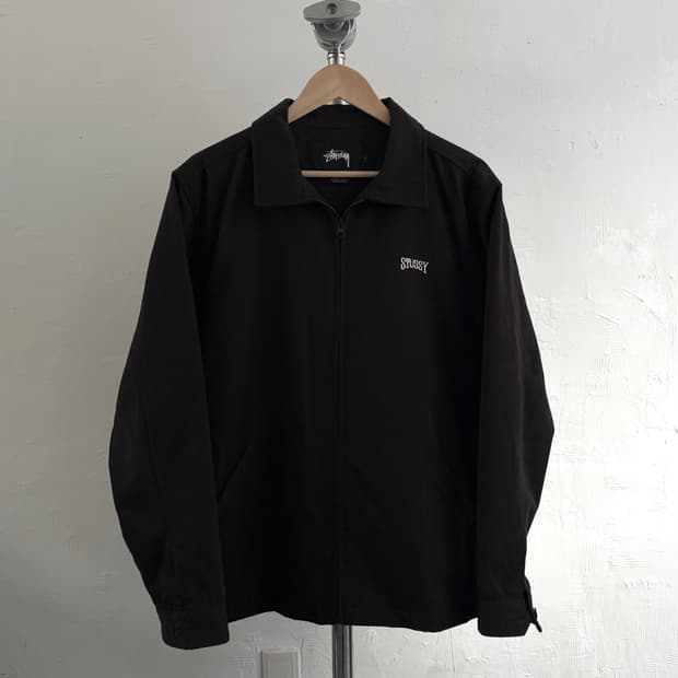 스투시 인터네셔널 로고 블랙 집 자켓