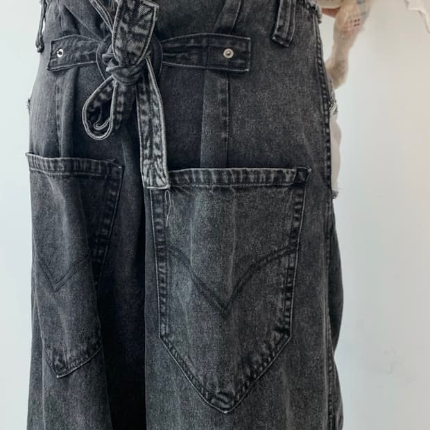 샵페어리 cut-off cotton maxi pants 블랙