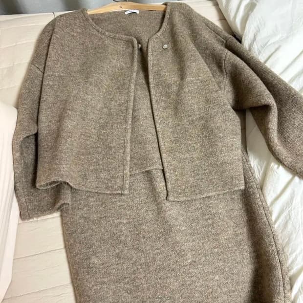 hay 니트 가디건 스커트 세트 투피스