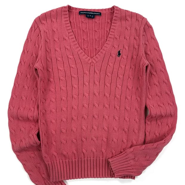 폴로 랄프로렌 여성 꽈배기 브이넥 니트 