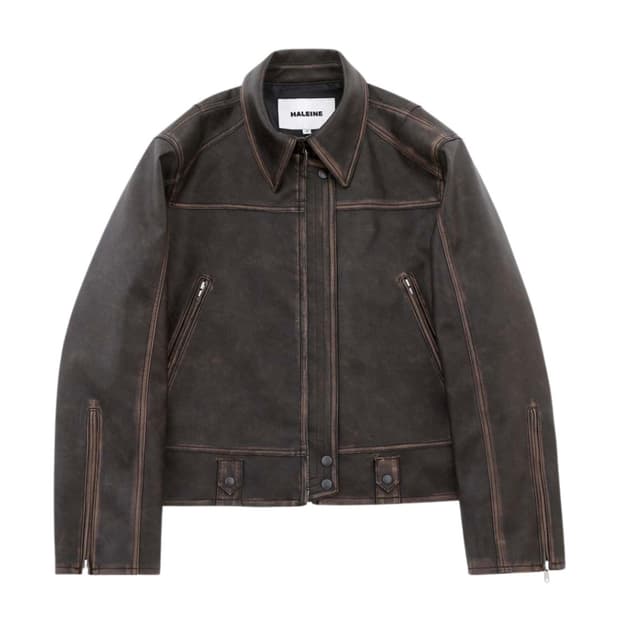 알렌느 3D 레더 자켓 브라운 2사이즈 새제품