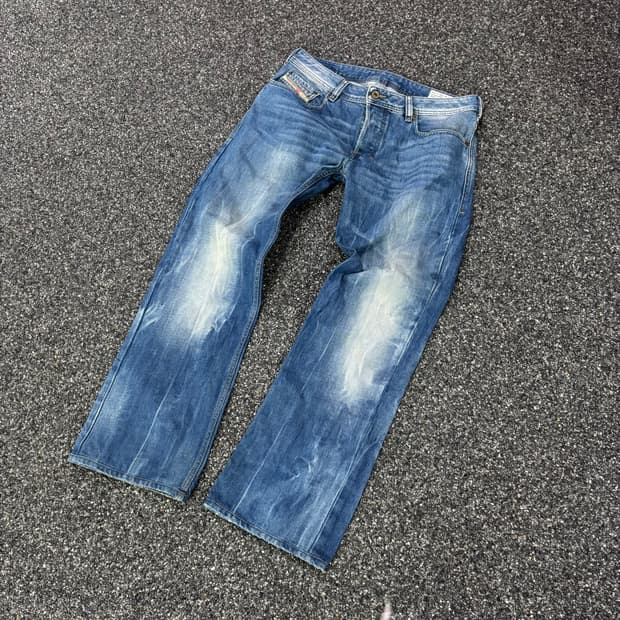 디젤 워싱 와이드 데님 팬츠