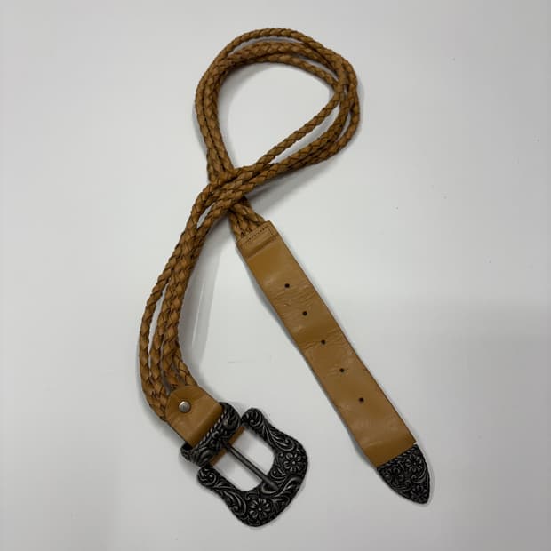빈티지 브레이드 웨스턴 레더 벨트 Braided Western
