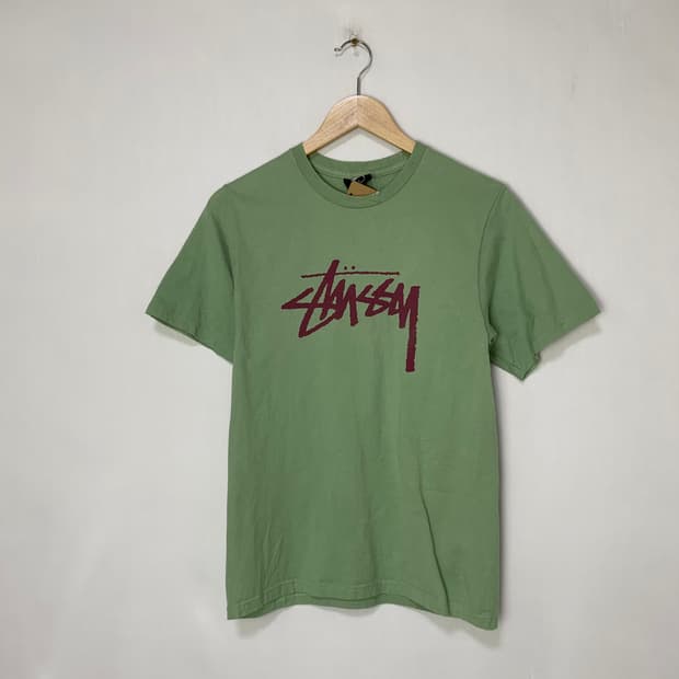 스투시 빅 로고 프린팅 반팔 티셔츠 빈티지 민트 그린 S 남녀공용