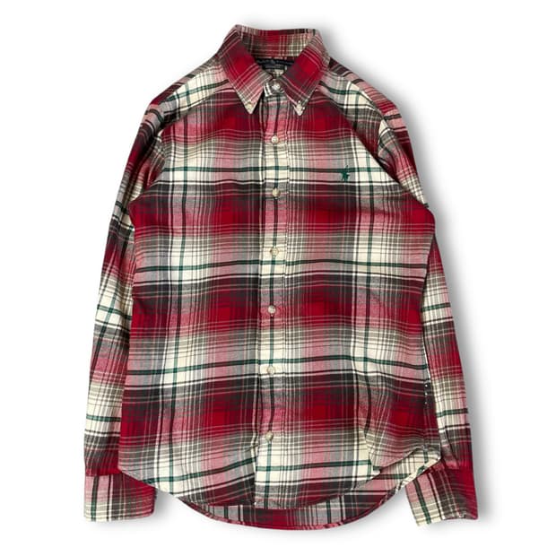 폴로 랄프로렌 레드 그라데이션 체크 긴팔 셔츠 커스텀핏 S