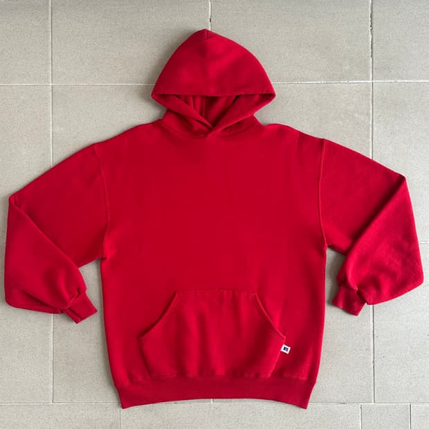 90s 빈티지 러셀 후드 레드 L USA