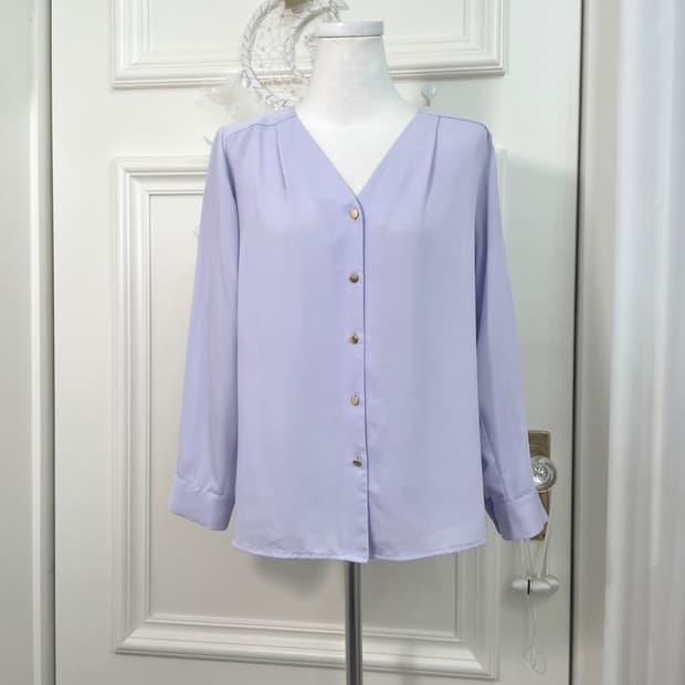 lavender shirring point basic blouse