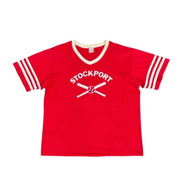 빈티지 80s Stockport 코튼 저지 티셔츠 Jersey Tee