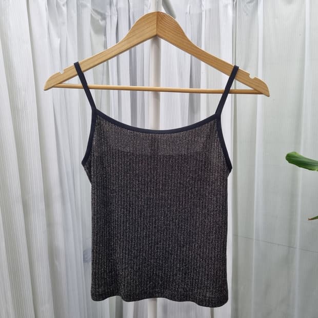 일본 빈티지 골드 펄 골지 니트 나시 1957