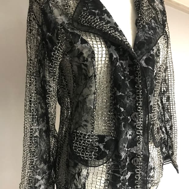 Lace Metallic Net Tailored Jacket
