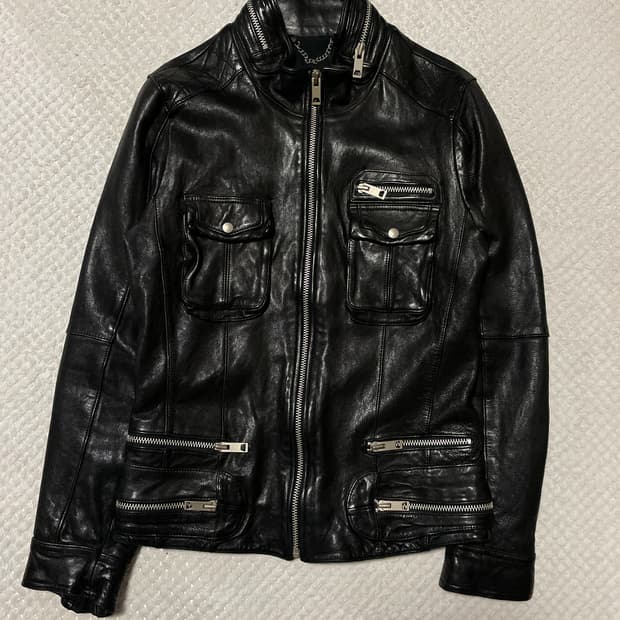 광희시장 웨스턴 무드 램스킨 양가죽 바이커 레더 자켓