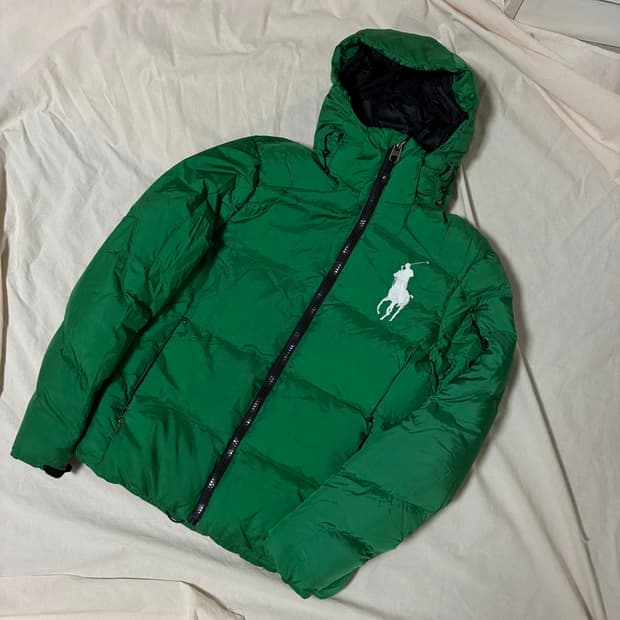 폴로 빅포니 그린 푸퍼 패딩 후드