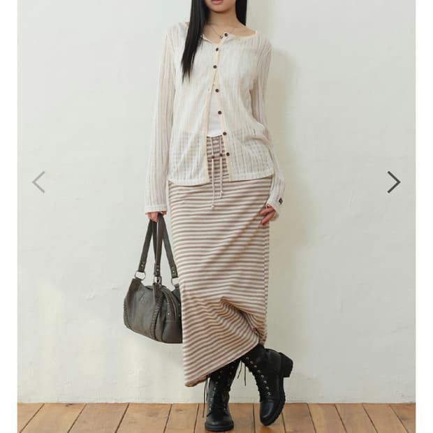 ASON SORT STRIPE LONG SKIRT