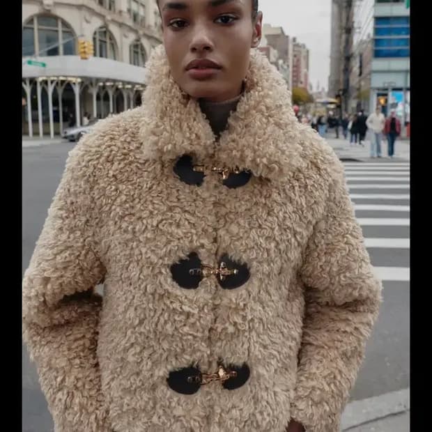 자라 페이크 퍼 토글 재킷 /뽀글이 퍼자켓