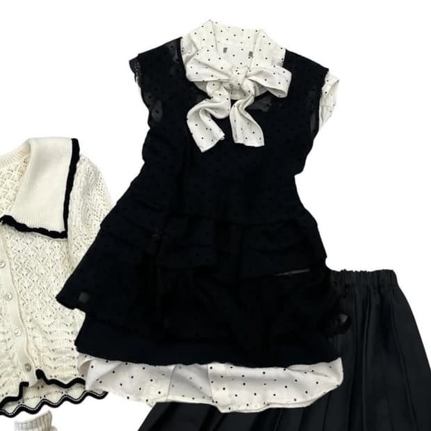 미코하우스 무채색 도쿄소녀 상의세트 합정빈티지스윙잉서울크루빈티지마루빈티지