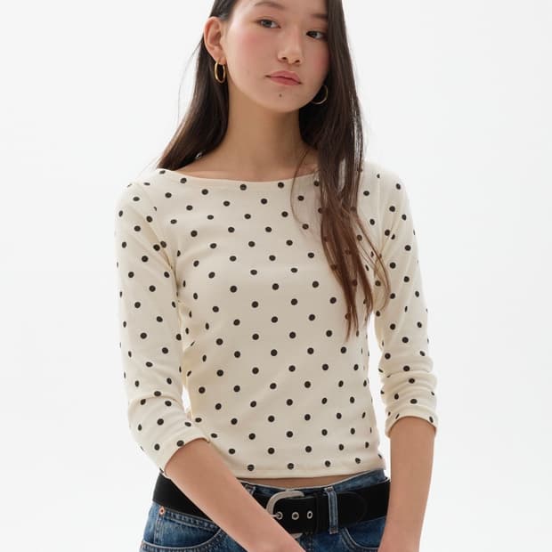 리모네 보트넥 도트티셔츠