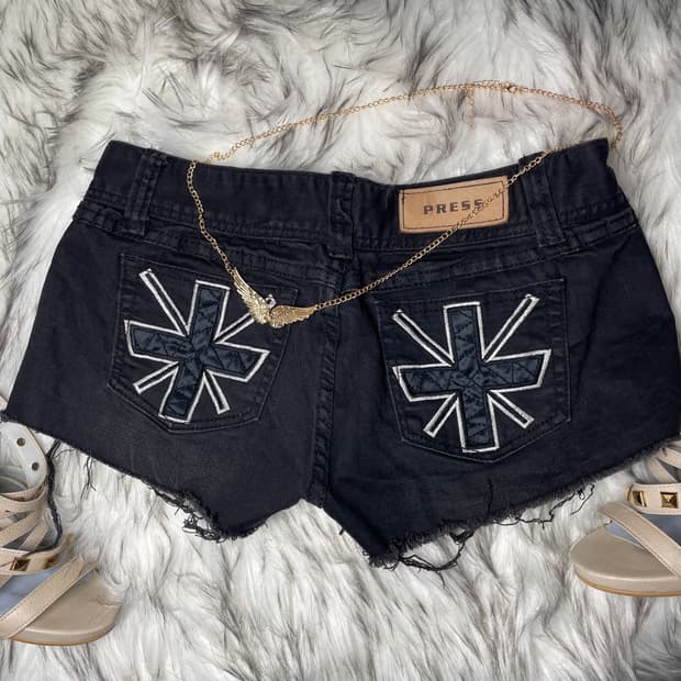 빈티지 유니언잭 로우라이즈 쇼츠 데님 반바지 팬츠