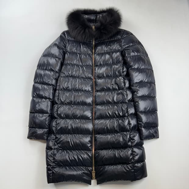 에르노 블랙유광 폭스퍼 패딩 42