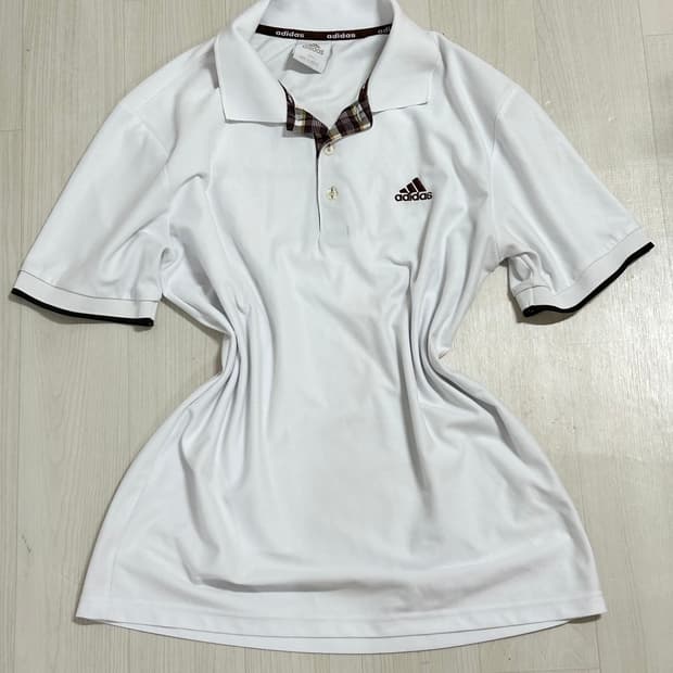 아디다스 브라운 체크 pk 반팔 카라티 