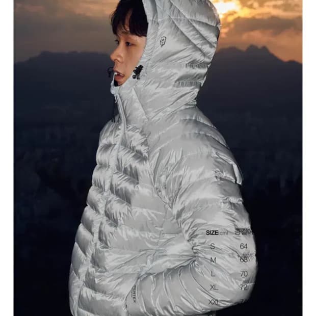페더다운 그리드 다운 패딩 라이트그레이 L