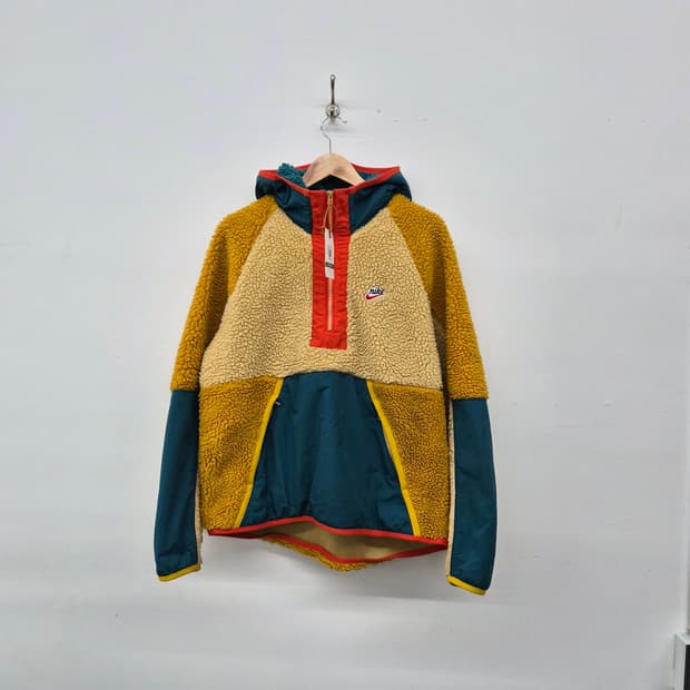 나이키 플리스 아노락 후드티 배색 남성 M