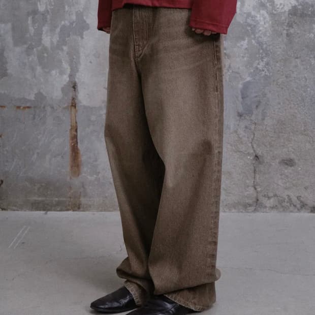 다이브인 브라운 와이드 데님 