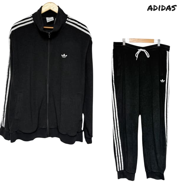 3804 아디다스 블랙 부클 집업 조거팬츠 트레이닝 세트
