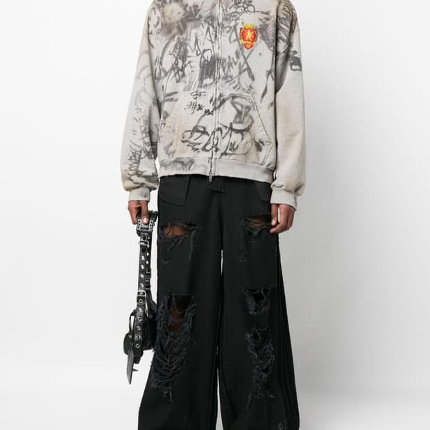 발렌시아가 스케이터 머드쇼 후드 집업 티셔츠 머드 낙서 후디 티 긴팔