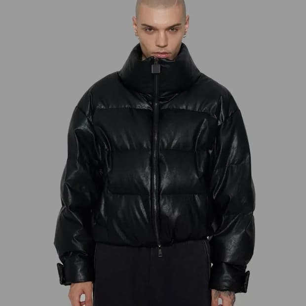 kkst 깡 에드리엘로스 레더 푸퍼 패딩자켓 50