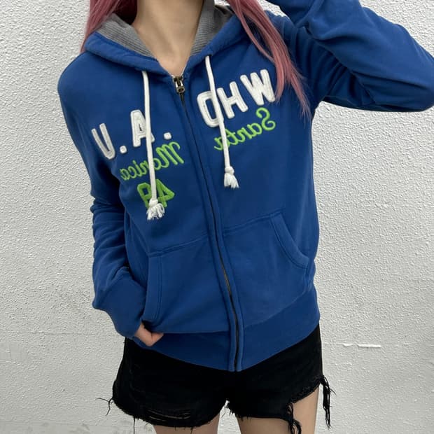 후아유 산타모니카 블루 후드집업 S