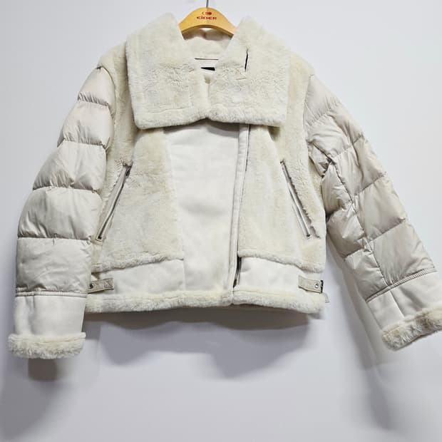 la tium 여성 아이보리 무스탕 다운패딩자켓95